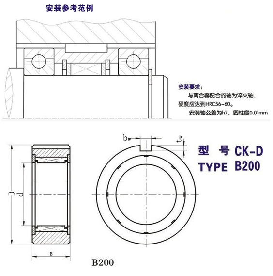 CK-D滾柱單向離合器型號
